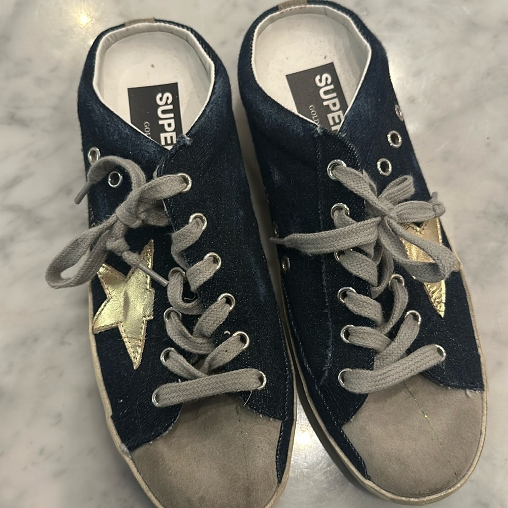 Golden Goose Superstar Slip On Navy Suede LIMITED edition - Size 8 Sabot Mule